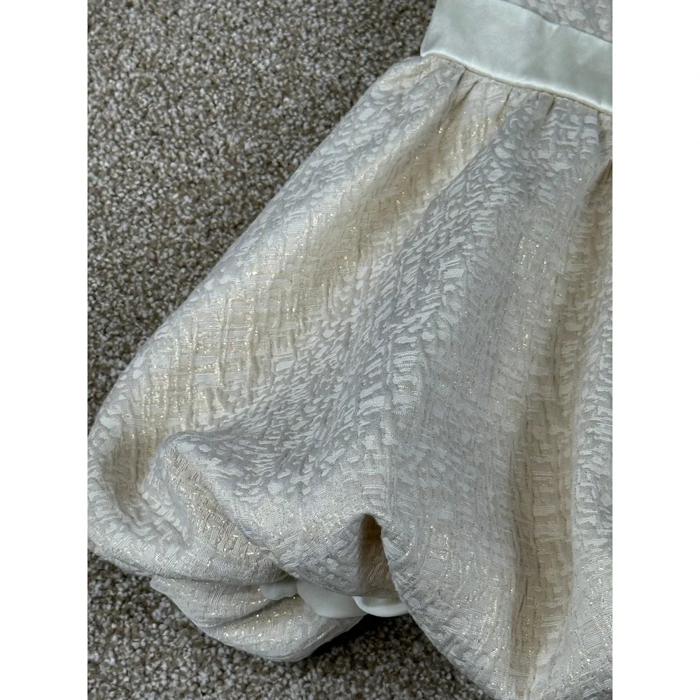 Janie and Jack Girls Gold Metallic Jacquard Bubble Hem Dress 5 FlowerGirl‎ Party